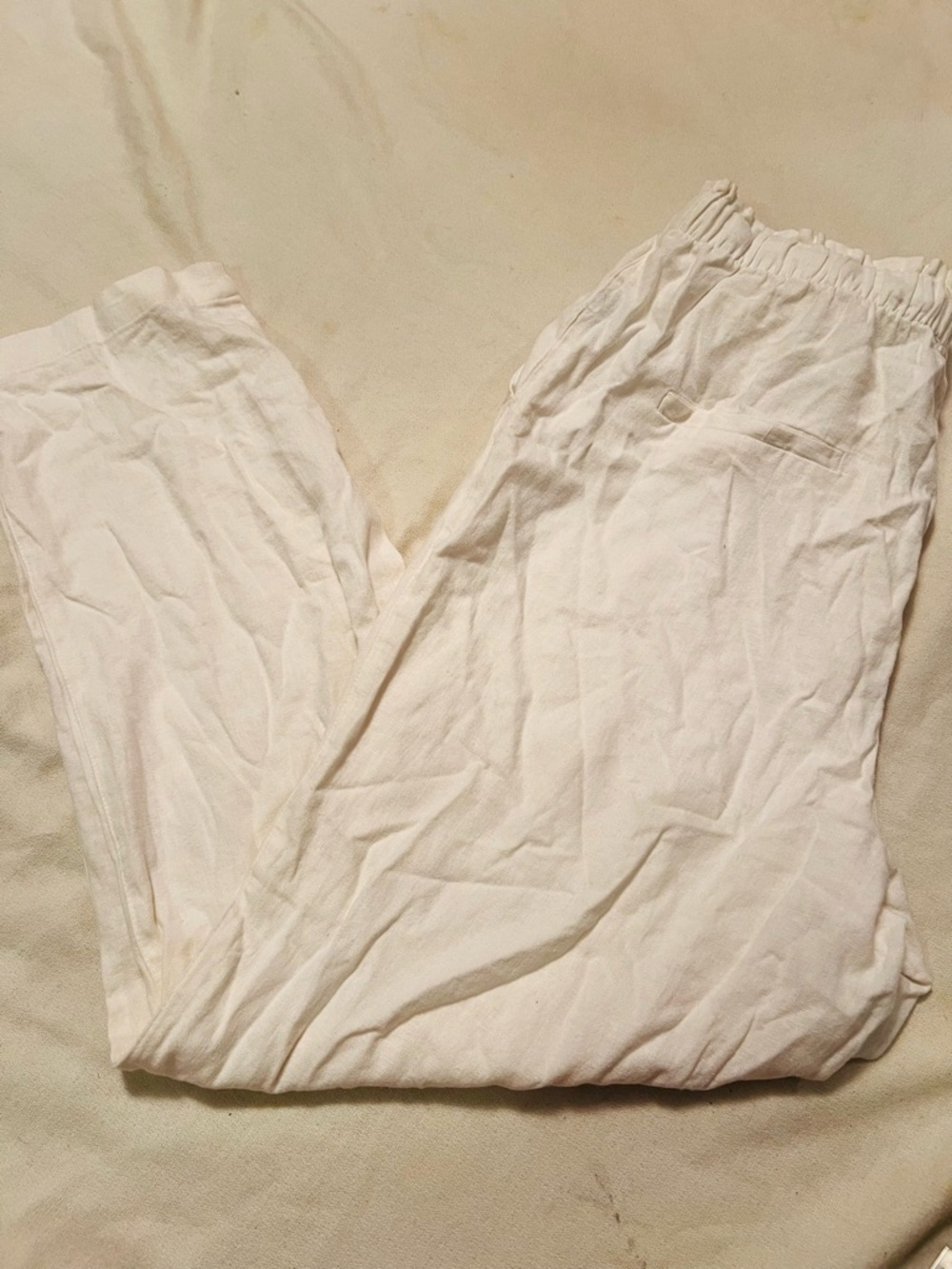 NWOT Lightweight OffWhite Drawstring Lounge Linen Blend Pants. Size Medium - Picture 2 of 13